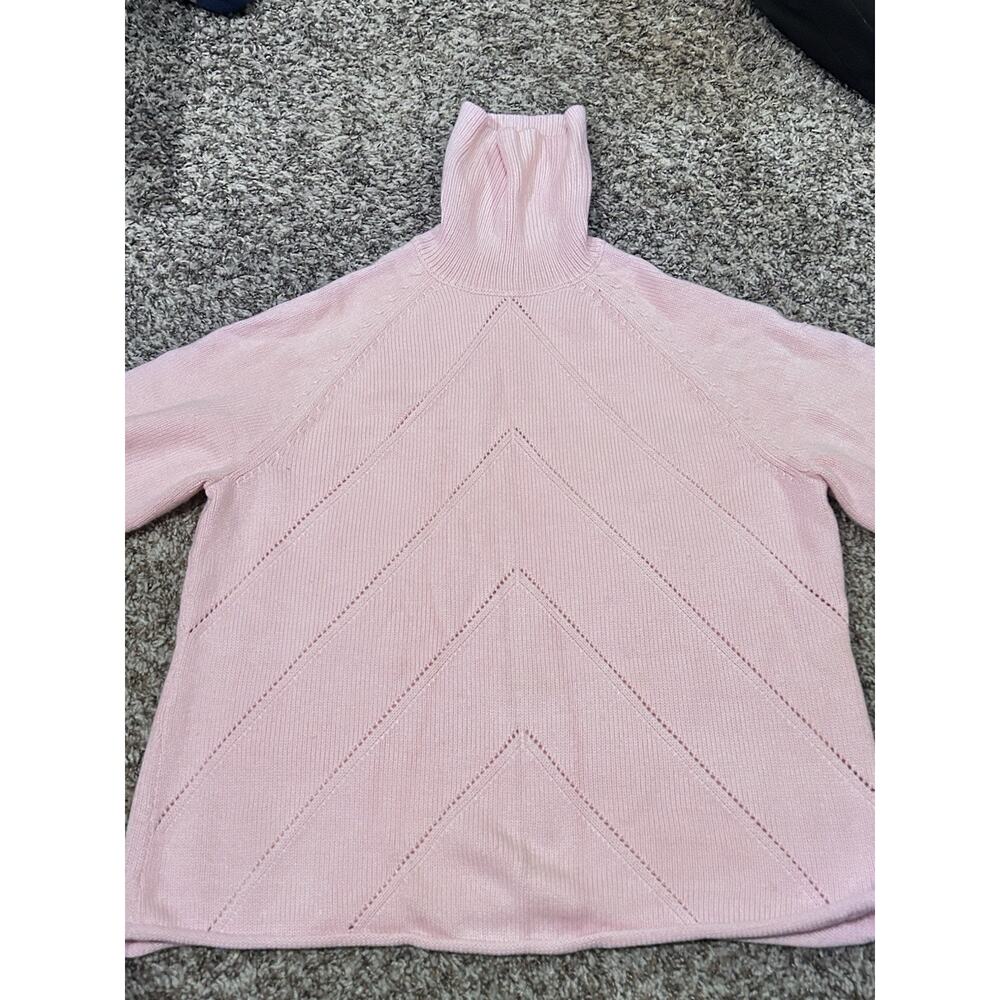 Croft & Barrow Women's Pink Cable Knit Turtleneck Sweater XL Vintage 100% Cotton